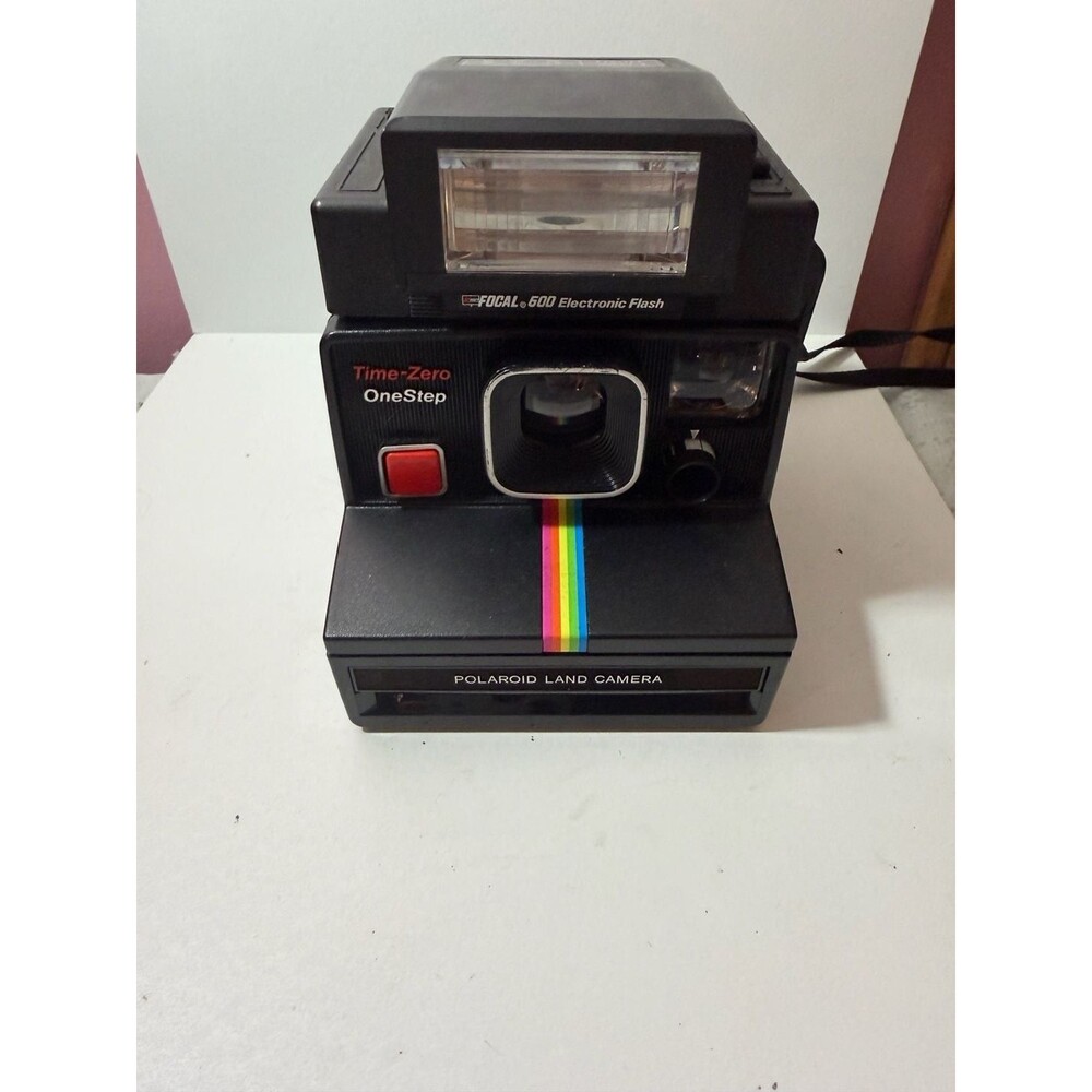 Vintage Polaroid Time-Zero OneStep Camera with 600 Electronic Flash - Not Tested
